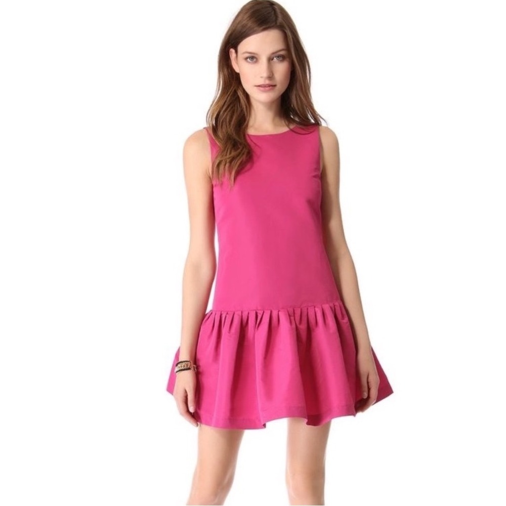 RED Valentino Drop Waist Faille Mini Dress Women Size 42 Pink Fit & Flare 3507